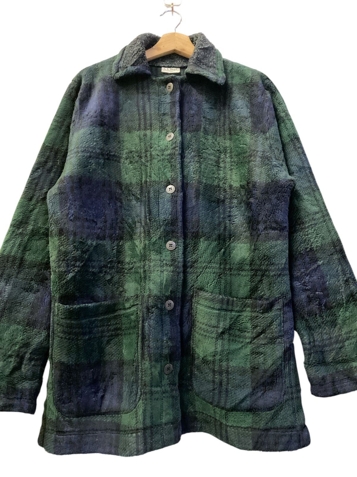 L.L. Bean × Vintage Vintage L.L Bean Checkered Fleece Jacket Size S / US 4 / IT 40 - 7 Thumbnail