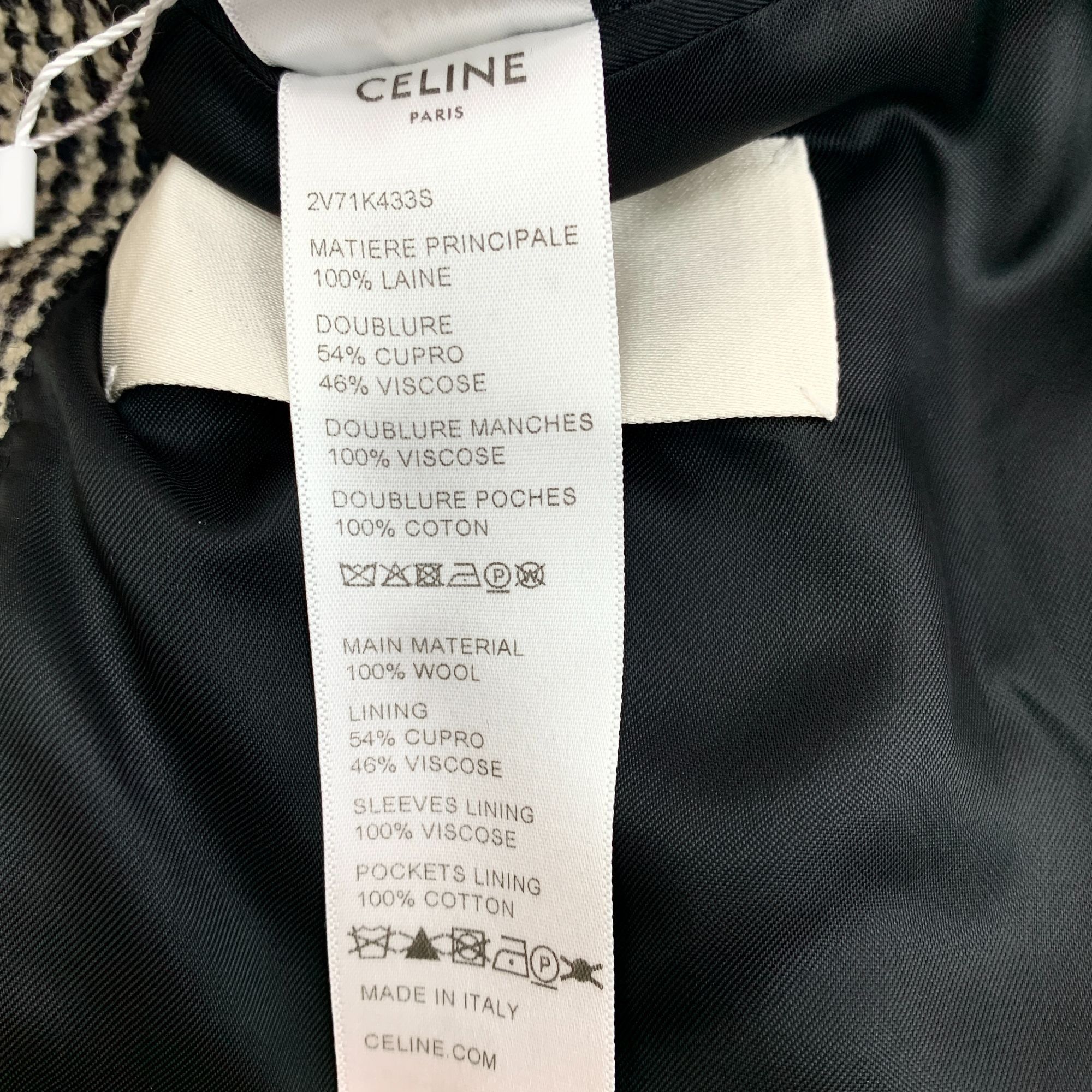 Celine Celine Grey Checkered Wool Lapel Single-Breasted Long-Sleeve Size XS / US 0-2 / IT 36-38 - 3 Thumbnail