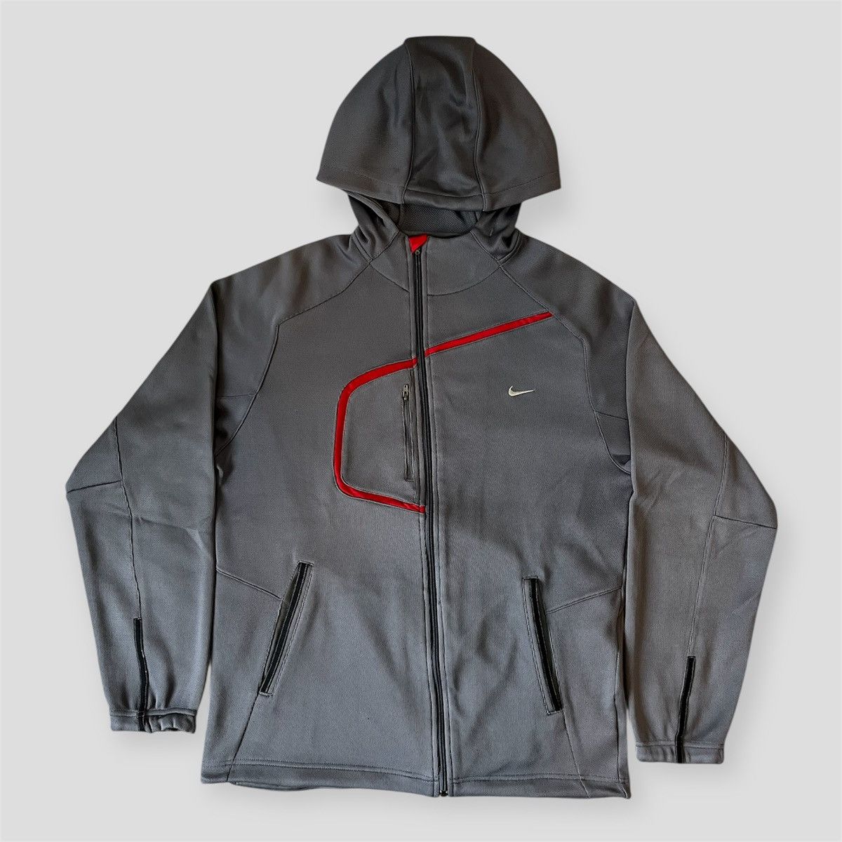 Nike Vintage 2006 Nike Sphere Dry Asymmetrical Zip Hooded Jacket Size US XL / EU 56 / 4 - 1 Thumbnail