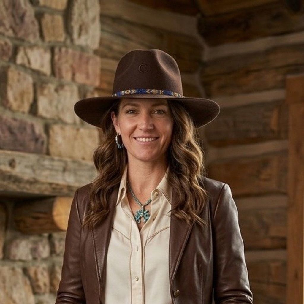 Charlie 1 Horse Felt Hat Cowboy Brown Aztec Bead Band Women’s Large Horseshoe Charlie 1 Horse x Lainey Wilson Songbird Fashion Wool Felt  main image 2