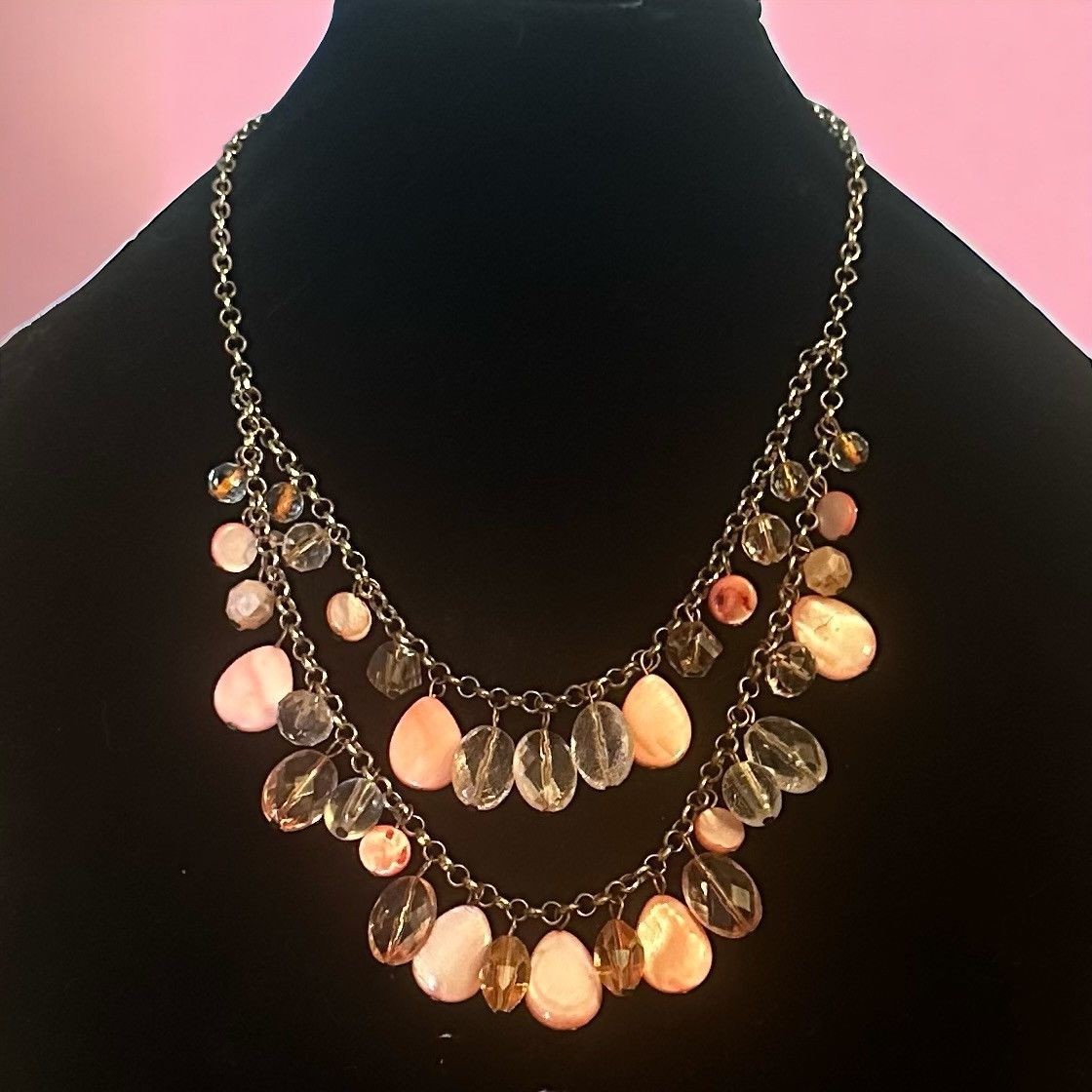 Other Gold tone layered bead and shell dangle necklace Size ONE SIZE - 1 Thumbnail
