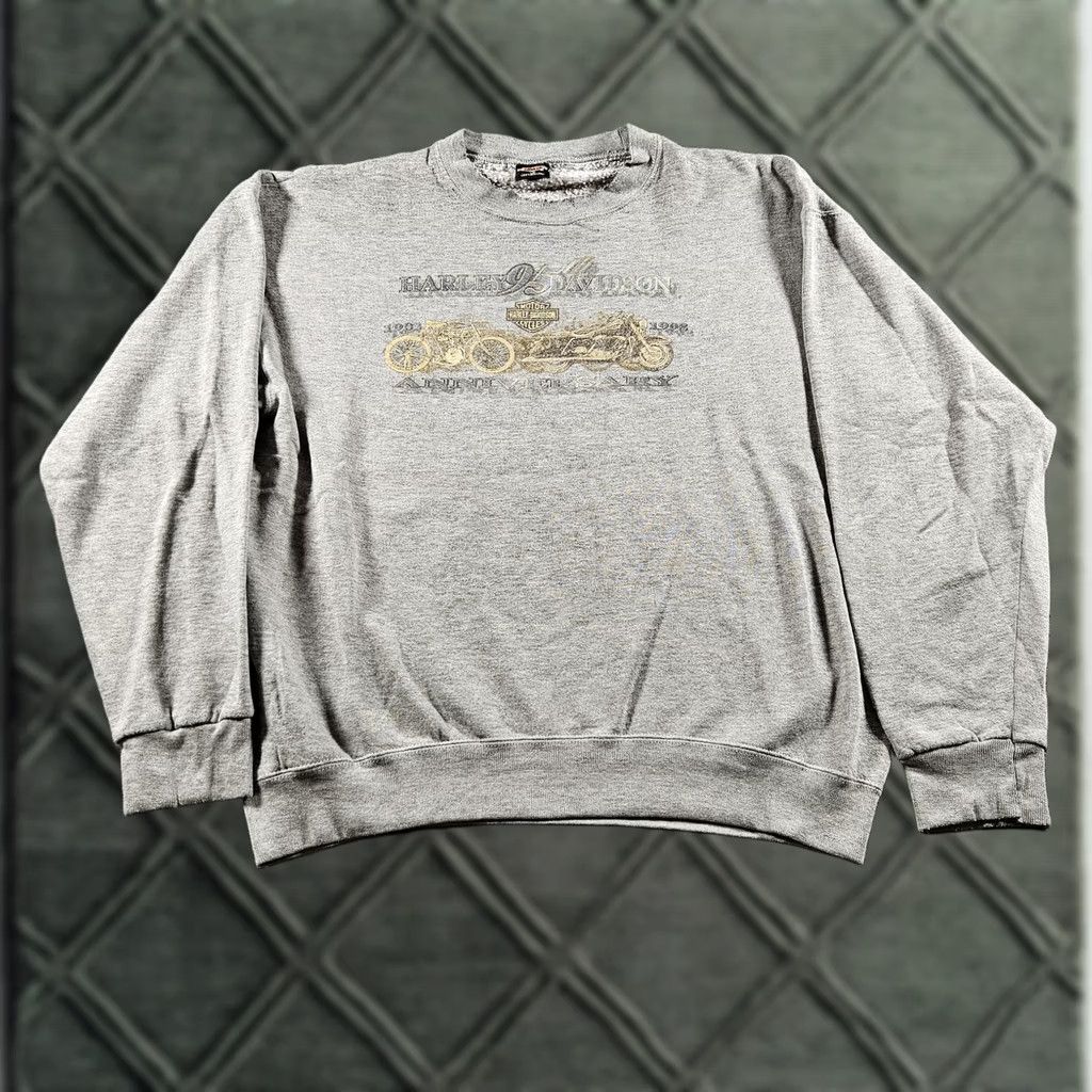 Harley Davidson Vintage Harley-Davidson Sweatshirt Mens Large Gray 95th Anniversary Texas 90s Size US L / EU 52-54 / 3 - 1 Thumbnail