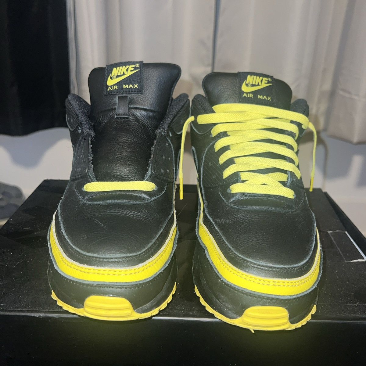 Nike × Undefeated Nike Air Max ‘90 x Undefeated | Black Opti-Yellow 2019 Size US 12 / EU 45 - 2 Thumbnail