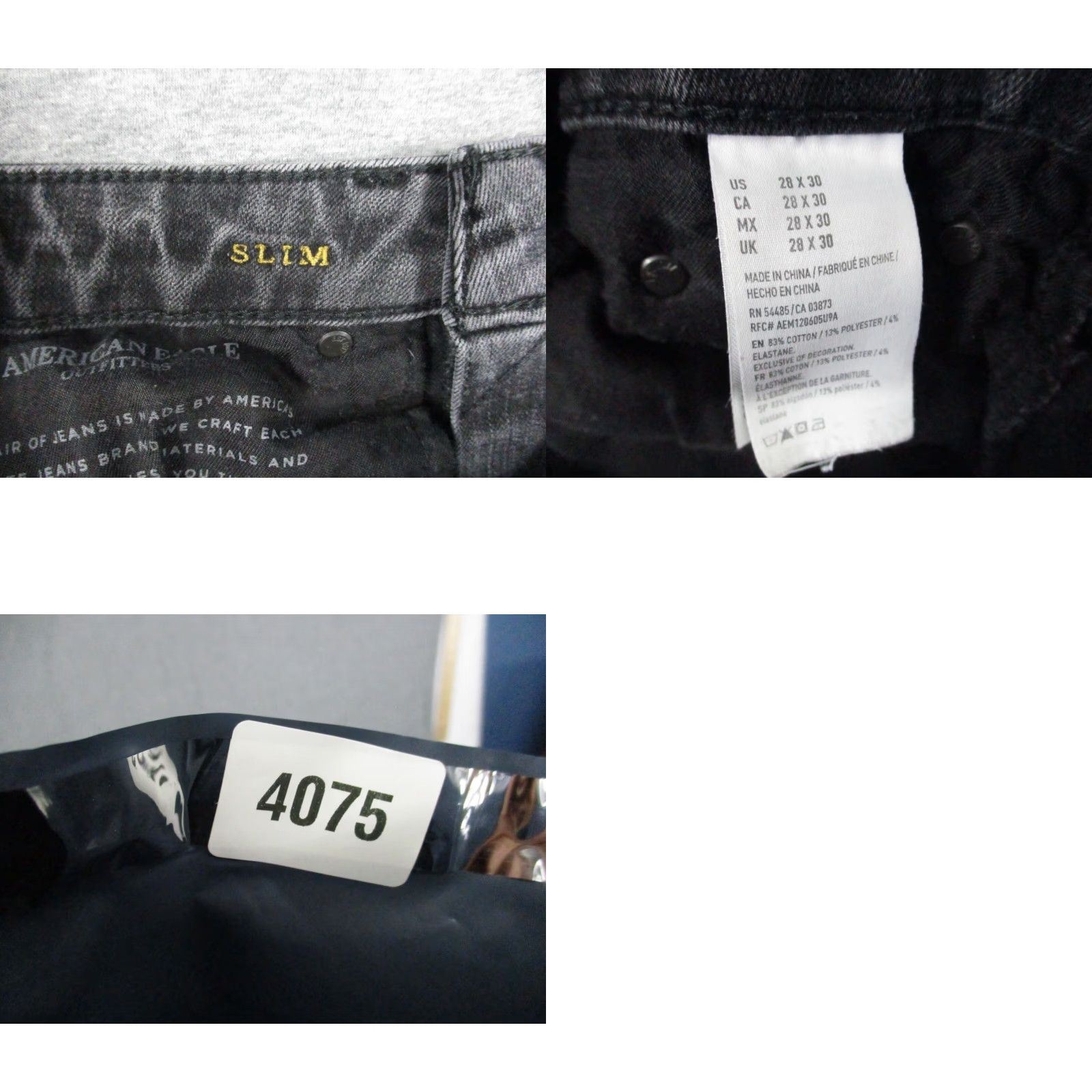 American Eagle Outfitters American Eagle Outfitters Jeans Men Slim 28 X 30 Black Dark Distressed 4 Extreme Flex Skinny Jeans Size US 28 / EU 44 - 9 Thumbnail