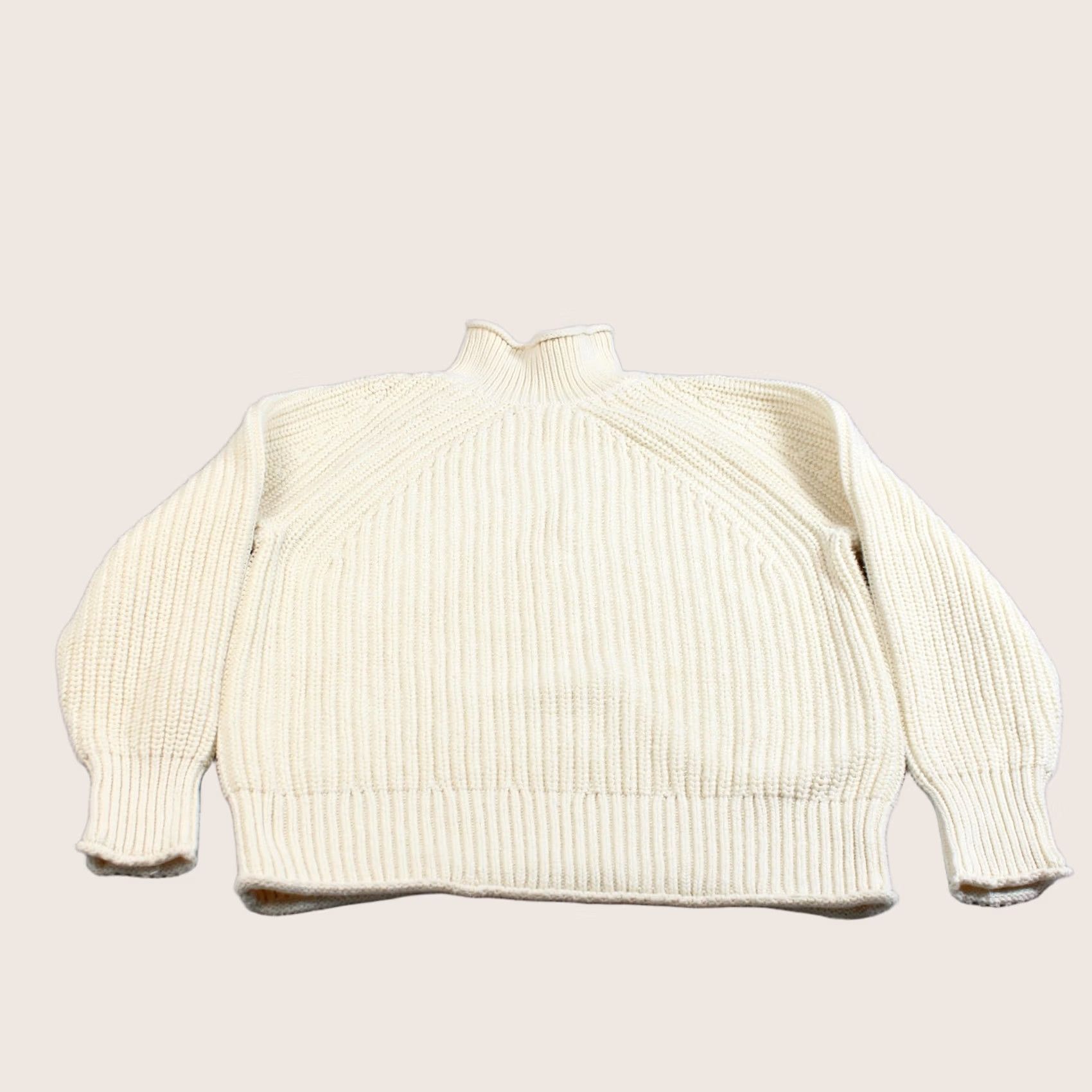 J.Crew J.CREW Sweater Women S White Mock Neck Chunky Knit Heavyweight Knitwear Winter Casual Womens Size S / US 4 / IT 40 - 1 Thumbnail