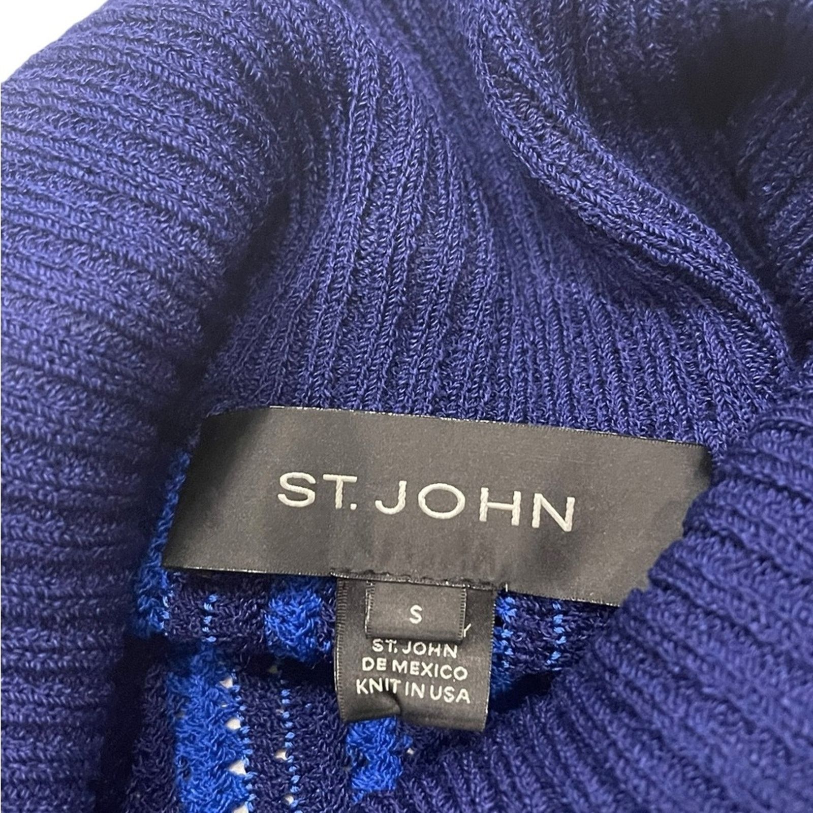 St. John St. John Navy and Royal Blue Cowl Neck Sweater Size:S Size S / US 4 / IT 40 - 6 Thumbnail
