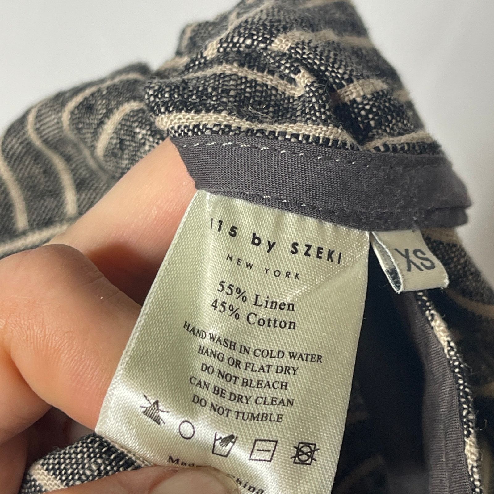 7115 by Szeki 7115 by Szeki Striped Square Hem Linen Blend midi Dress XS Size XS / US 0-2 / IT 36-38 - 9 Thumbnail