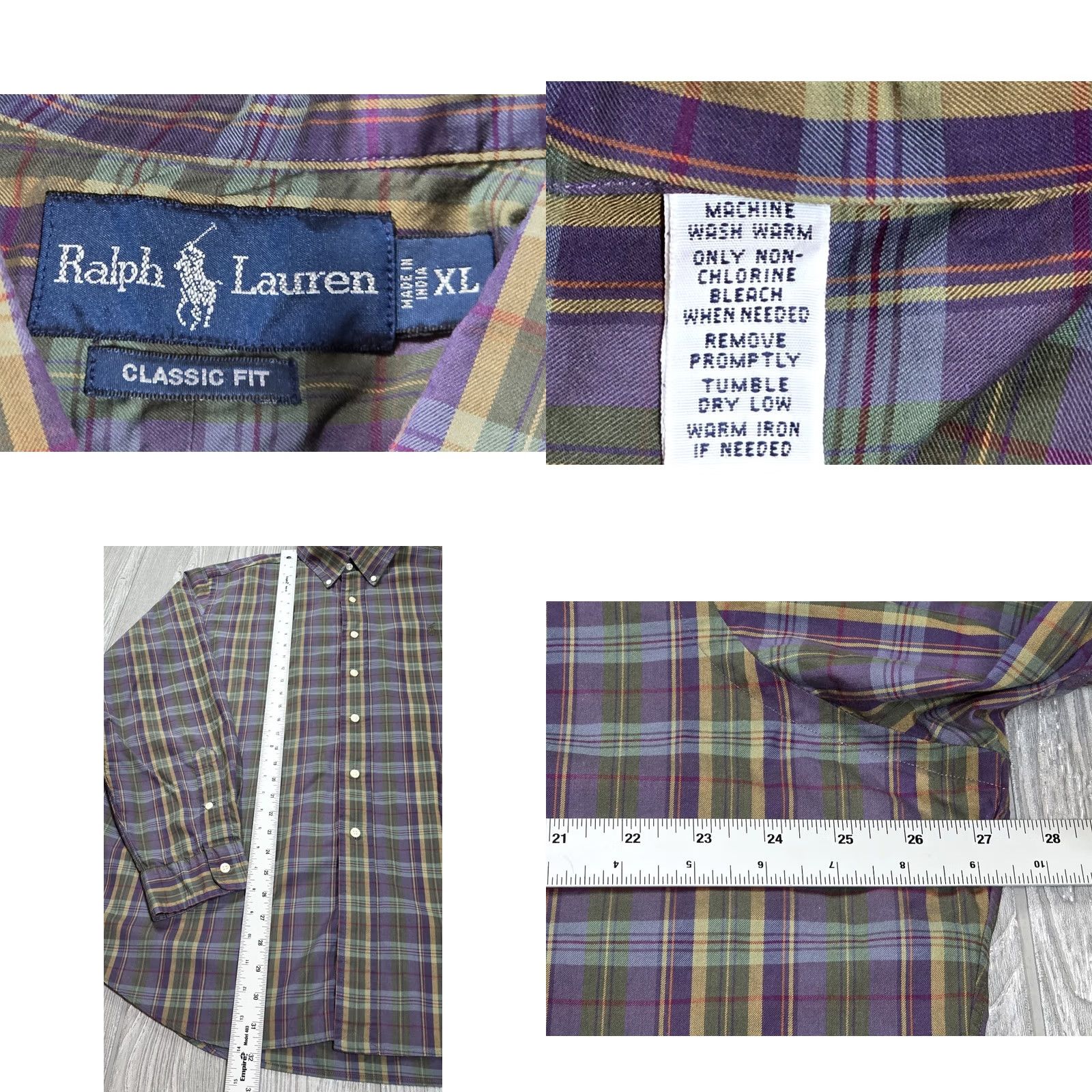 Polo Ralph Lauren VINTAGE Polo Ralph Lauren Purple Plaid Safari Button Up Shirt Men’s XL Madras Custom Size US XL / EU 56 / 4 - 8 Thumbnail