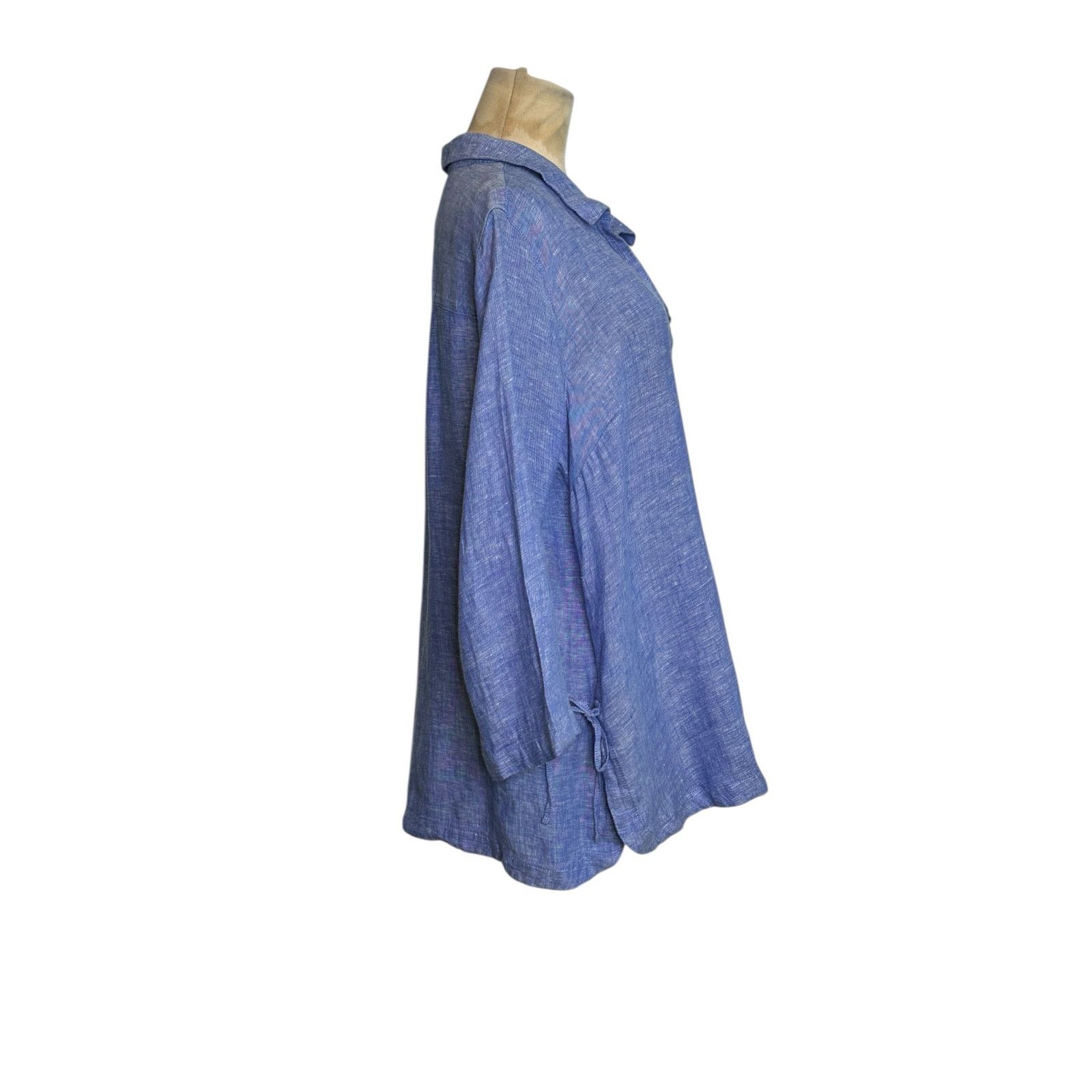 Isaac Mizrahi Isaac Mizrahi blue linen 3/4 sleeves tunic top size XL Size XL / US 12-14 / IT 48-50 - 9 Thumbnail