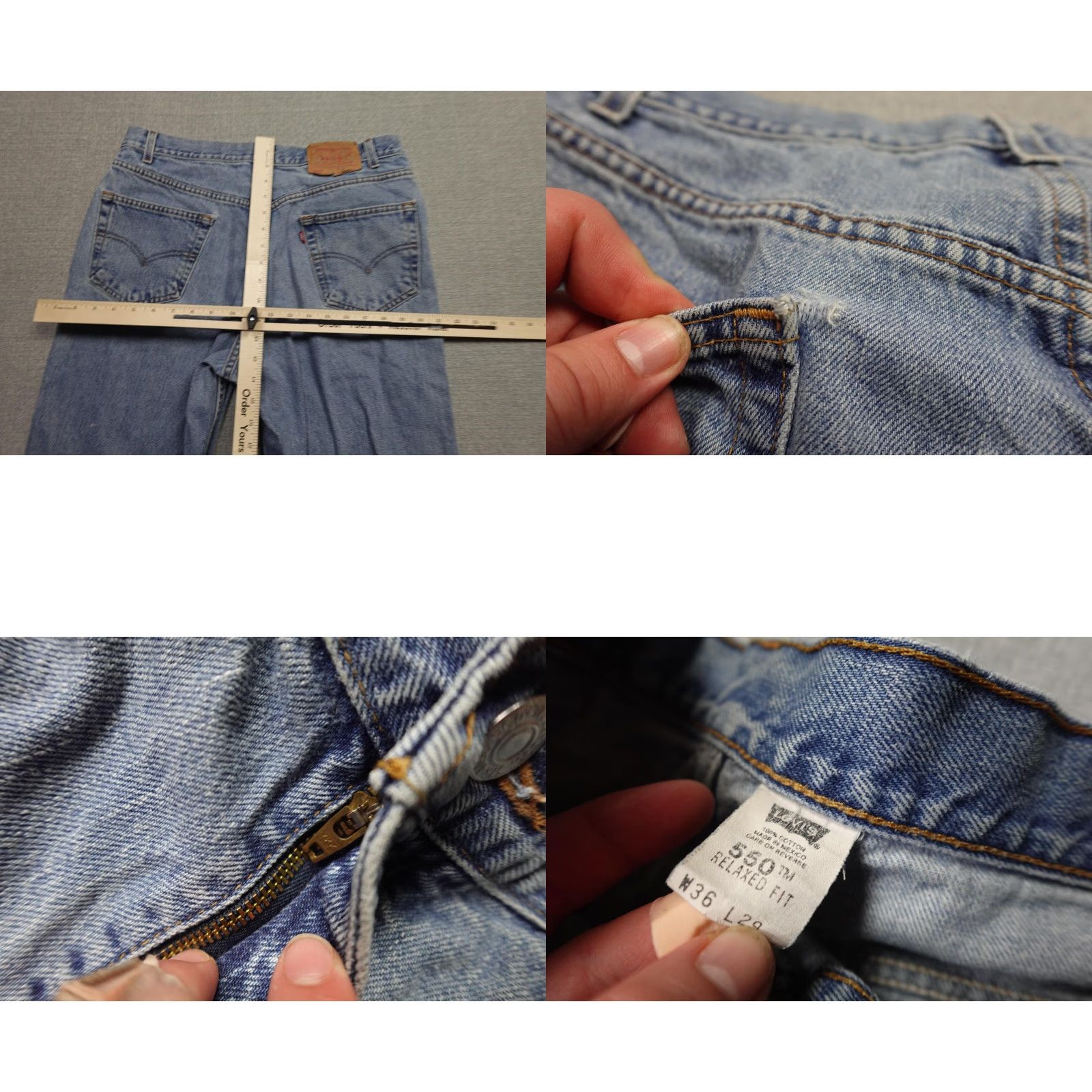Levi's VINTAGE Levi's 550 Jeans Mens 36x29 Blue Light Wash Relaxed Fit Denim Retro Size US 36 / EU 52 - 8 Thumbnail