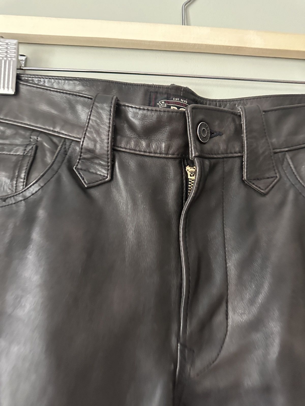 RRL Ralph Lauren Double RL Bejewelled Leather Pants Size US 33 - 3 Thumbnail