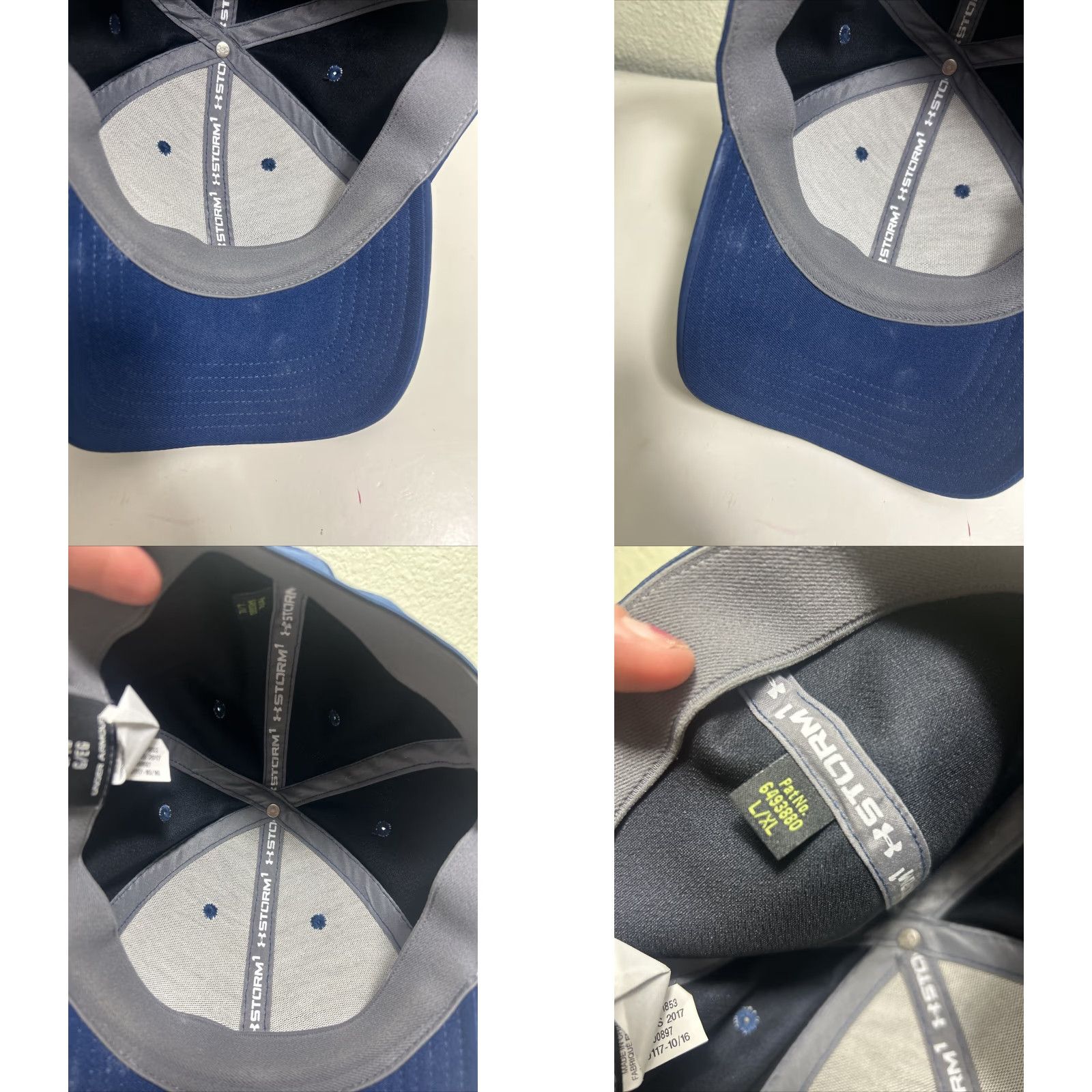 Under Armour UNDER ARMOUR Hat Mens Flex Fitted L/XL Navy Blue White Embroidered Logos UA Blitzing Moisture Wicking Breathable Stretch HeatGear Sweatband Size ONE SIZE - 9 Thumbnail