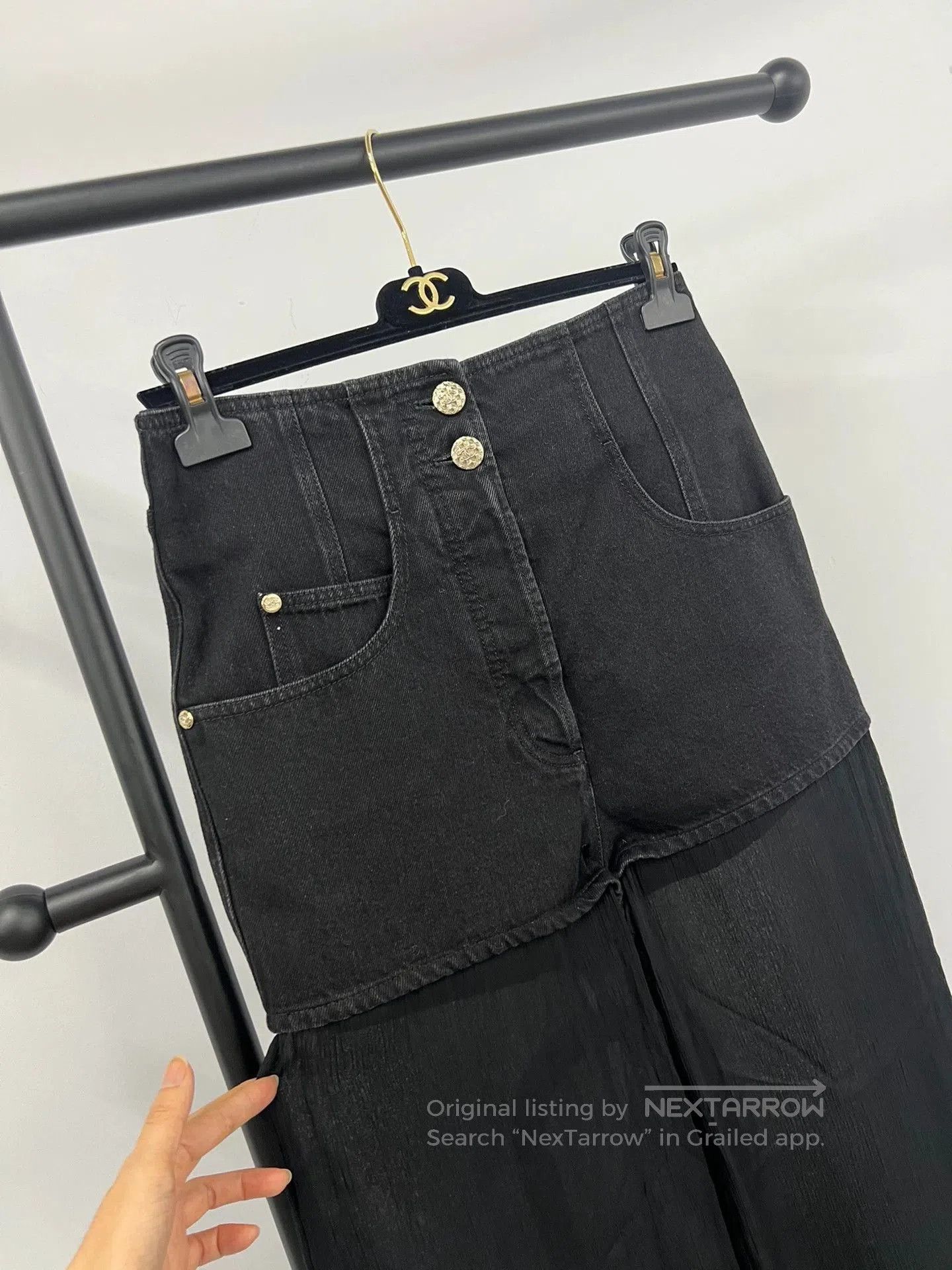 Chanel Chanel Black Denim Silk Wide. Size 28" / US 6 / IT 42 - 2 Thumbnail
