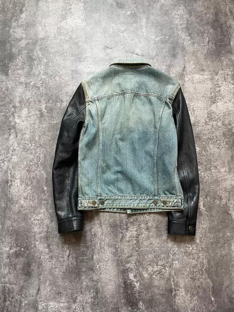 Saint Laurent Paris Saint Laurent Paris Leather Sleeve Patched Denim Jacket Size US S / EU 44-46 / 1 - 8 Thumbnail