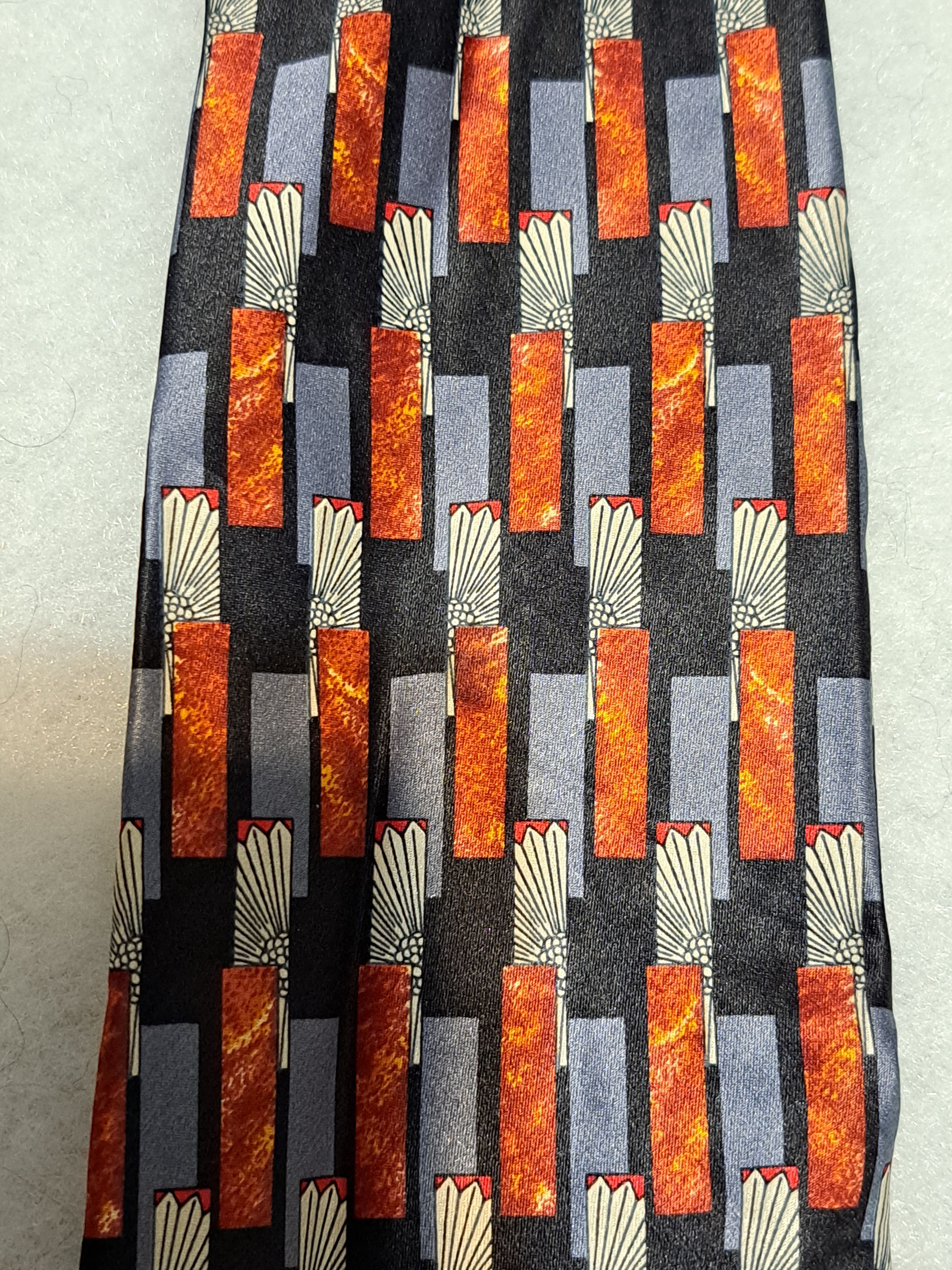 Lanvin Lanvin silk tie, yellow gray abstract black Size ONE SIZE - 5 Thumbnail