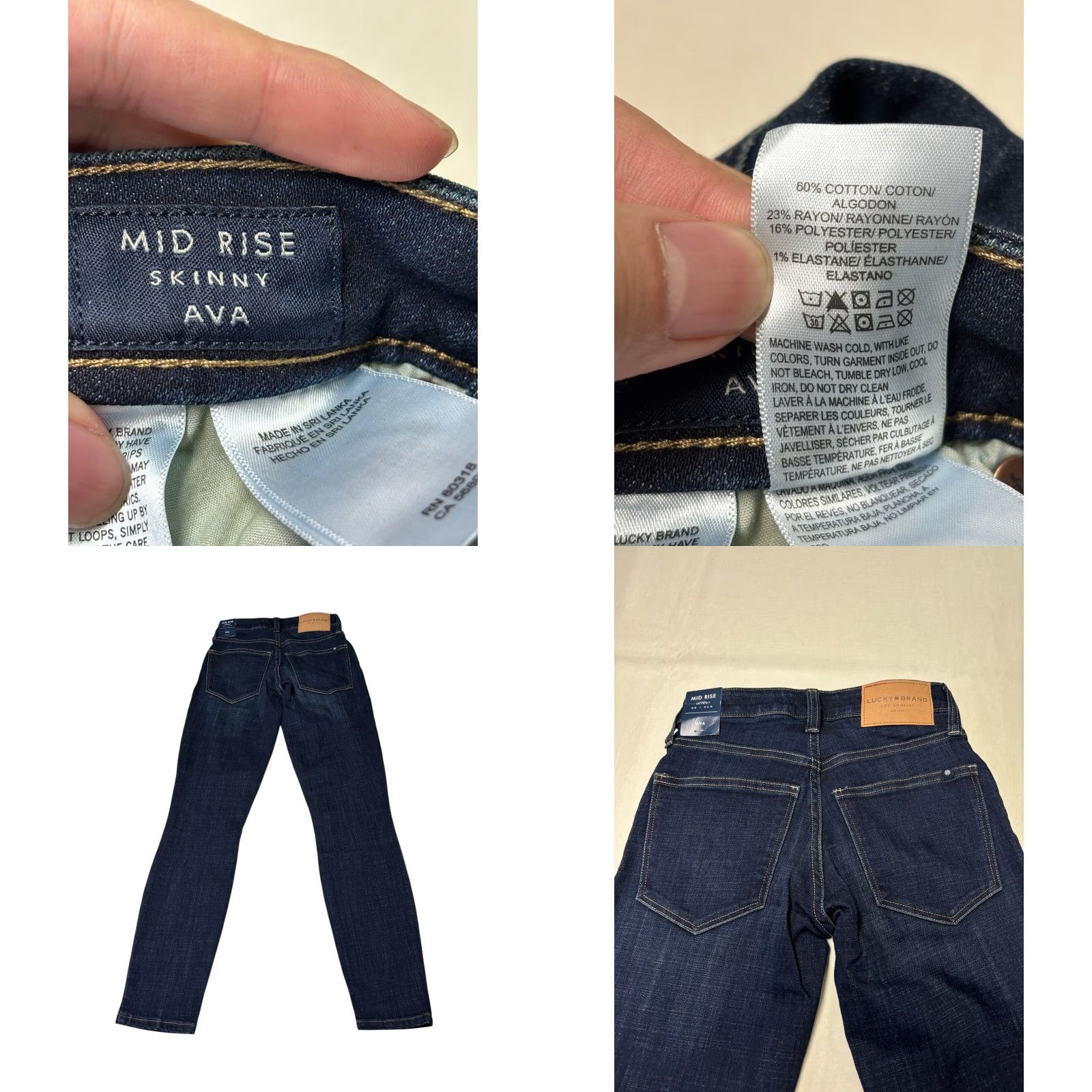 Lucky Brand Lucky Brand Ava Mid Rise Skinny Jeans Dark Wash Womens 00/24 L27 Jeans Beige? (Note: final text removed; please replace with final). Size 42" / US 20 - 8 Thumbnail