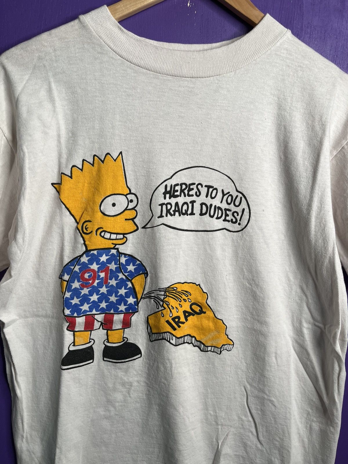 Vintage Vintage 90s Bart Simpson here’s to you Iraq t-shirt Size US M / EU 48-50 / 2 - 3 Thumbnail