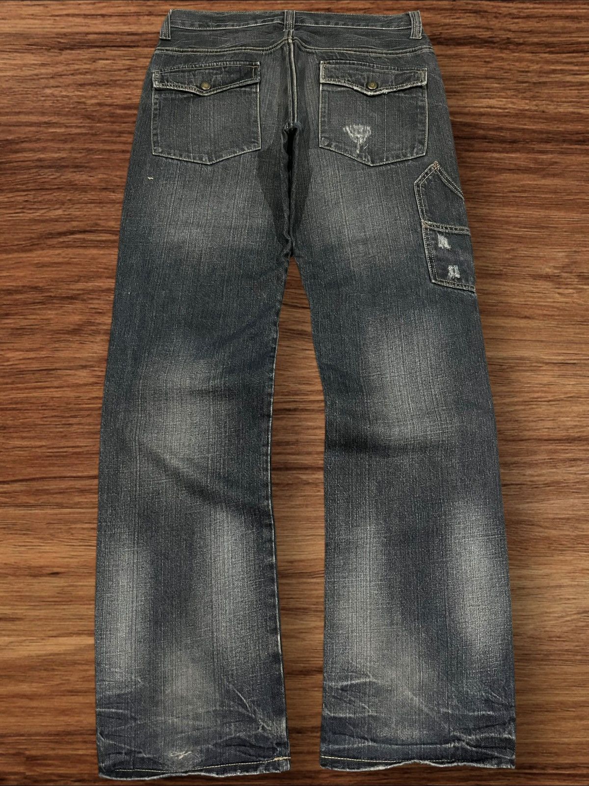 Japanese Brand × Le Grande Bleu (L.G.B.) × Tornado Mart Vintage Japanese Double Knee Multi Pocket Distressed Jeans Size US 31 - 2 Thumbnail