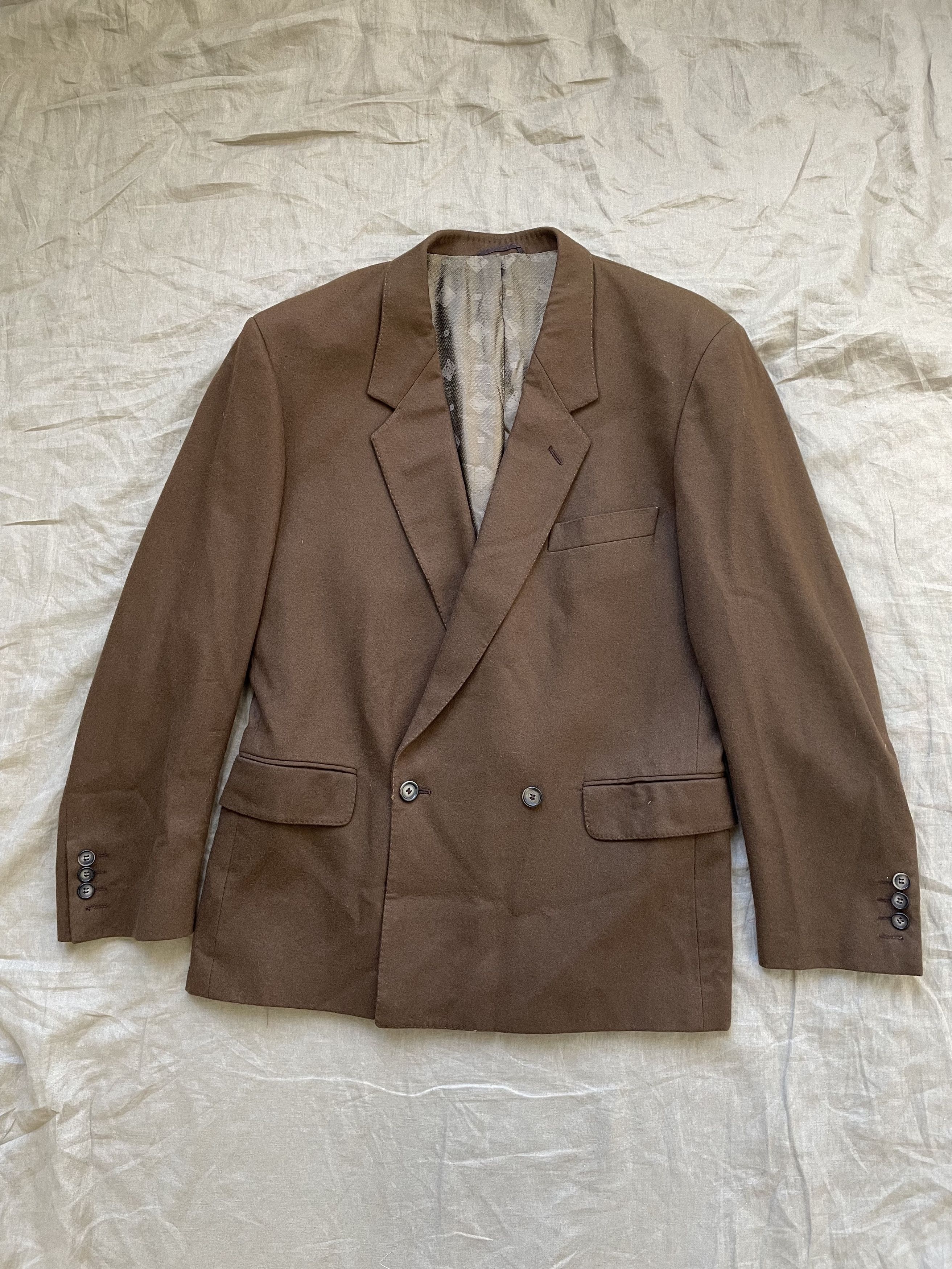 image of Christian Dior Monsieur Christian Dior Vintage Double Breasted Blazer Jacket 6295Ac in Brown (Size 