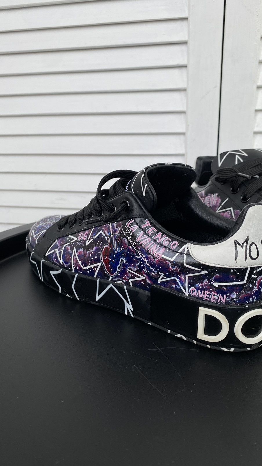 Dolce & Gabbana × Vintage Dolce & Gabbana Mixed Star Print Portofino Custom Sneakers Size US 7 / IT 37 - 23 Thumbnail
