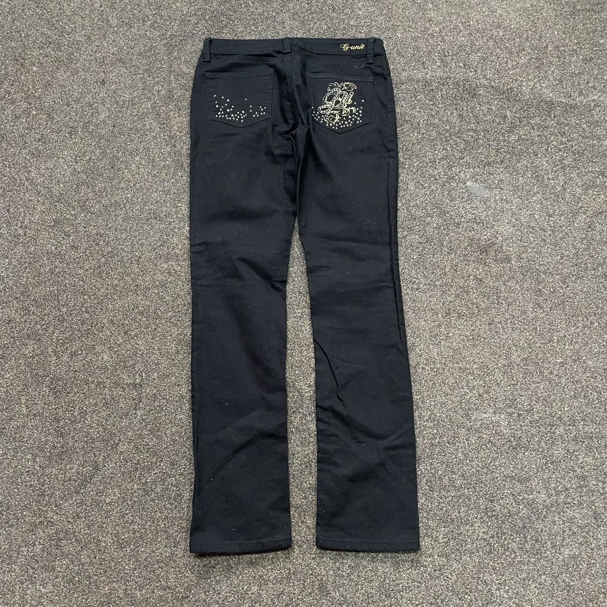 Vintage Y2K Distressed Bootcut Jeans Black Chains Skate Streetwear Size 36" / US 14 / IT 50 - 2 Thumbnail