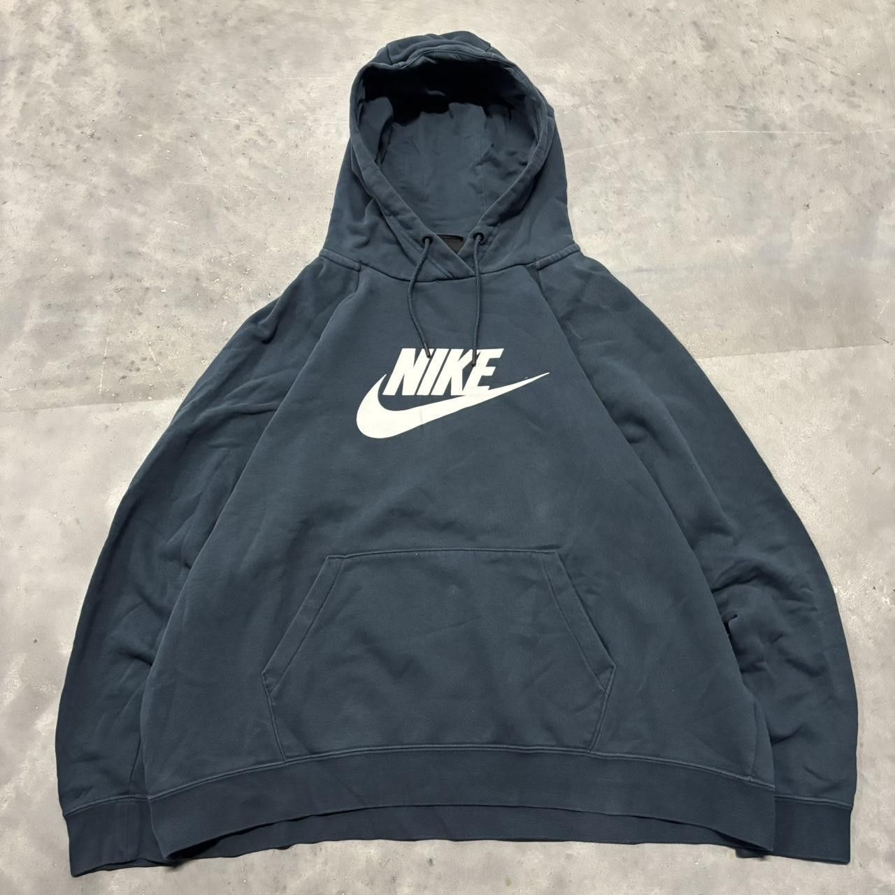 Nike × Vintage Crazy Vintage Y2K/2000s Navy Blue Boxy Nike Essential Streetwear Hoodie! Size US XL / EU 56 / 4 - 1 Thumbnail