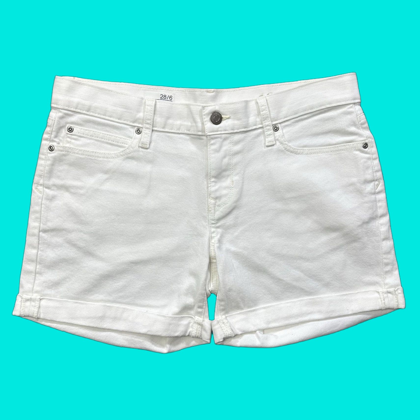 Gap Gap 1969 Shorts Womens 6 28x5 White Mid Rise Cuffed Denim Jean Boyfriend Shirt Size 28" / US 6 / IT 42 - 1 Thumbnail