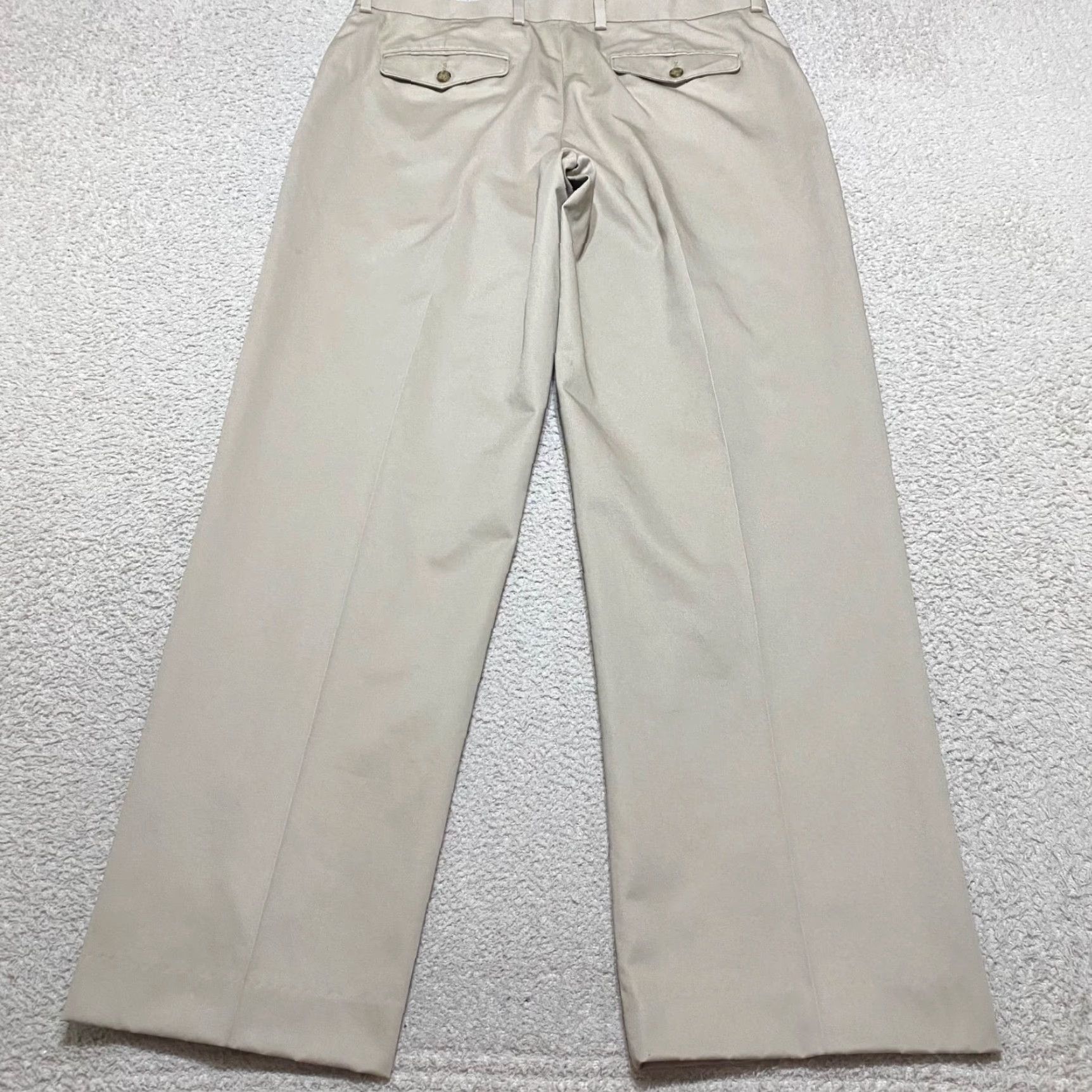 Vintage L.L. Bean Mens Pants Beige Khaki Straight Classic Fit High Rise Flat Front 34 Inseam 27 Headline Size US 34 / EU 50 - 2 Thumbnail
