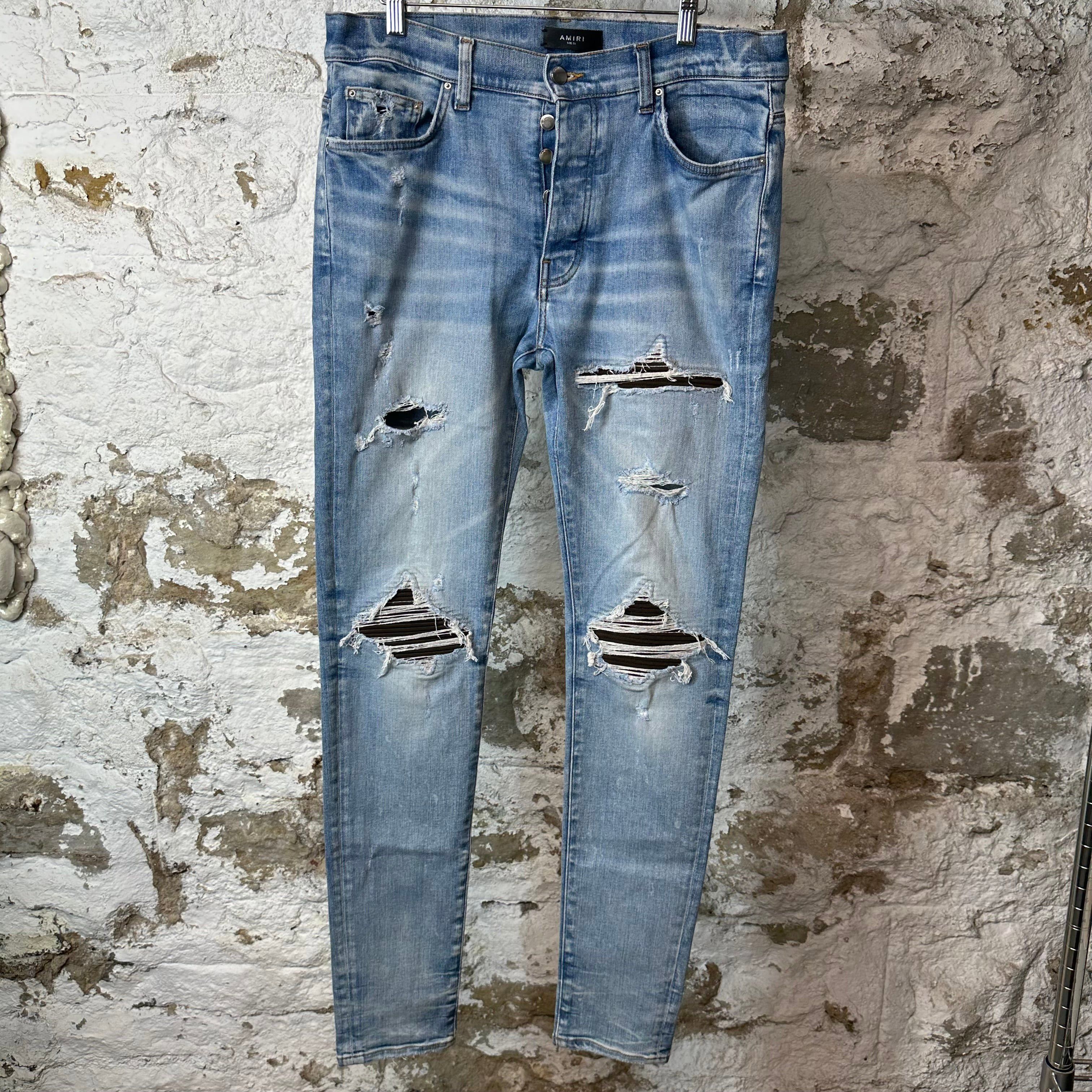 Amiri Amiri MX1 Cream Suede Blue Denim Jeans Sz 29 | Grailed
