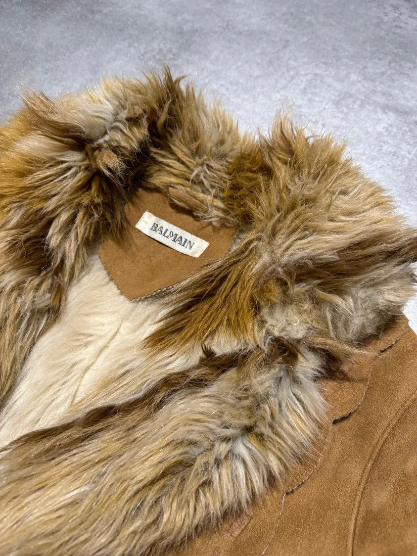 Balmain × Vintage 2000s Balmain Faux Fur Camel Jacket Size S / US 4 / IT 40 - 7 Thumbnail