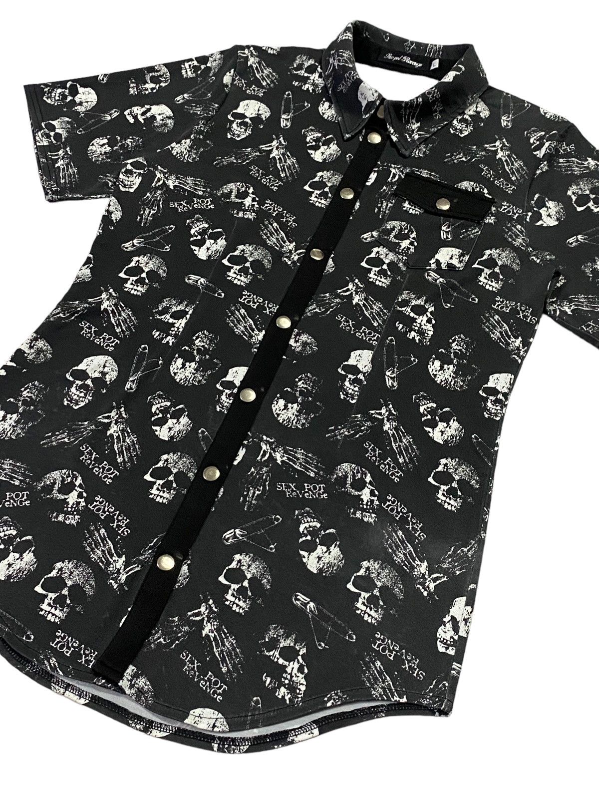 Sex Pot ReVeNGe Sex Pot Revenge Skull Full Print Stretch Shirt Snep Button Size US L / EU 52-54 / 3 - 19 Thumbnail
