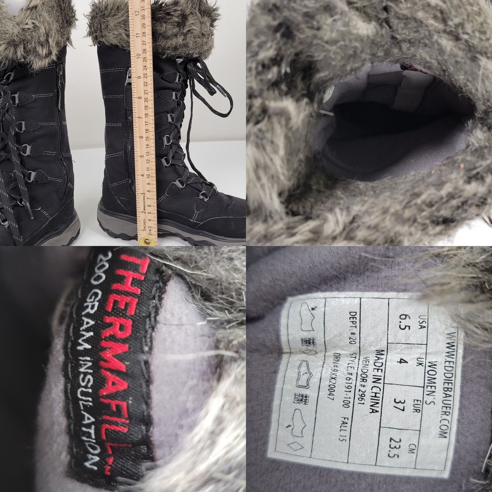 Eddie Bauer Eddie Bauer Boots Women's Size 6.5/37EU Black Waterproof Snow Faux Fur Trim Mid-Calf Shaft 10 in Leather Synthetic Casual Winter Size US 7 / IT 37 - 8 Thumbnail