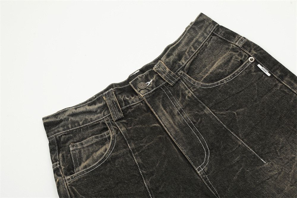 Japanese Brand × Jean Men's distressed loose lightning crack tie-dye washed jeans Size US 32 / EU 48 - 4 Thumbnail