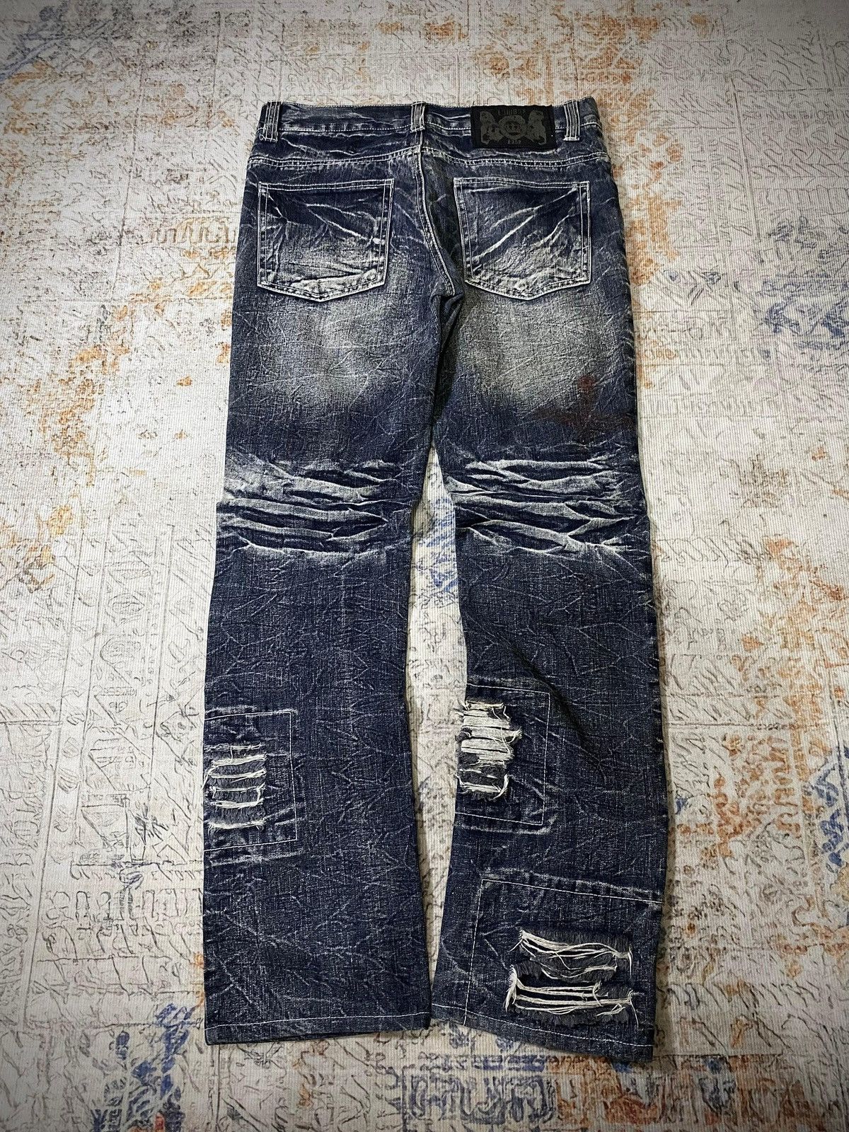 LOWBOX 2000s LOWBOX DISTRESSED JEANS DENIM Size US 31 - 2 Thumbnail