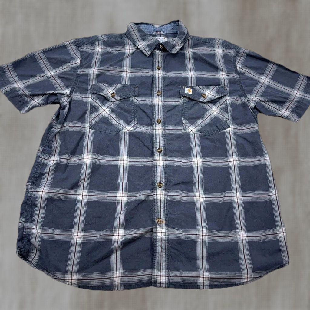 Carhartt Carhartt Shirt Men XL Blue Plaid Button Up Workwear Relaxed Model Carhartt Button-Up Short Sleeve Casual Workwear Mens Blue Plaid Shirt XL Size US XL / EU 56 / 4 - 1 Thumbnail