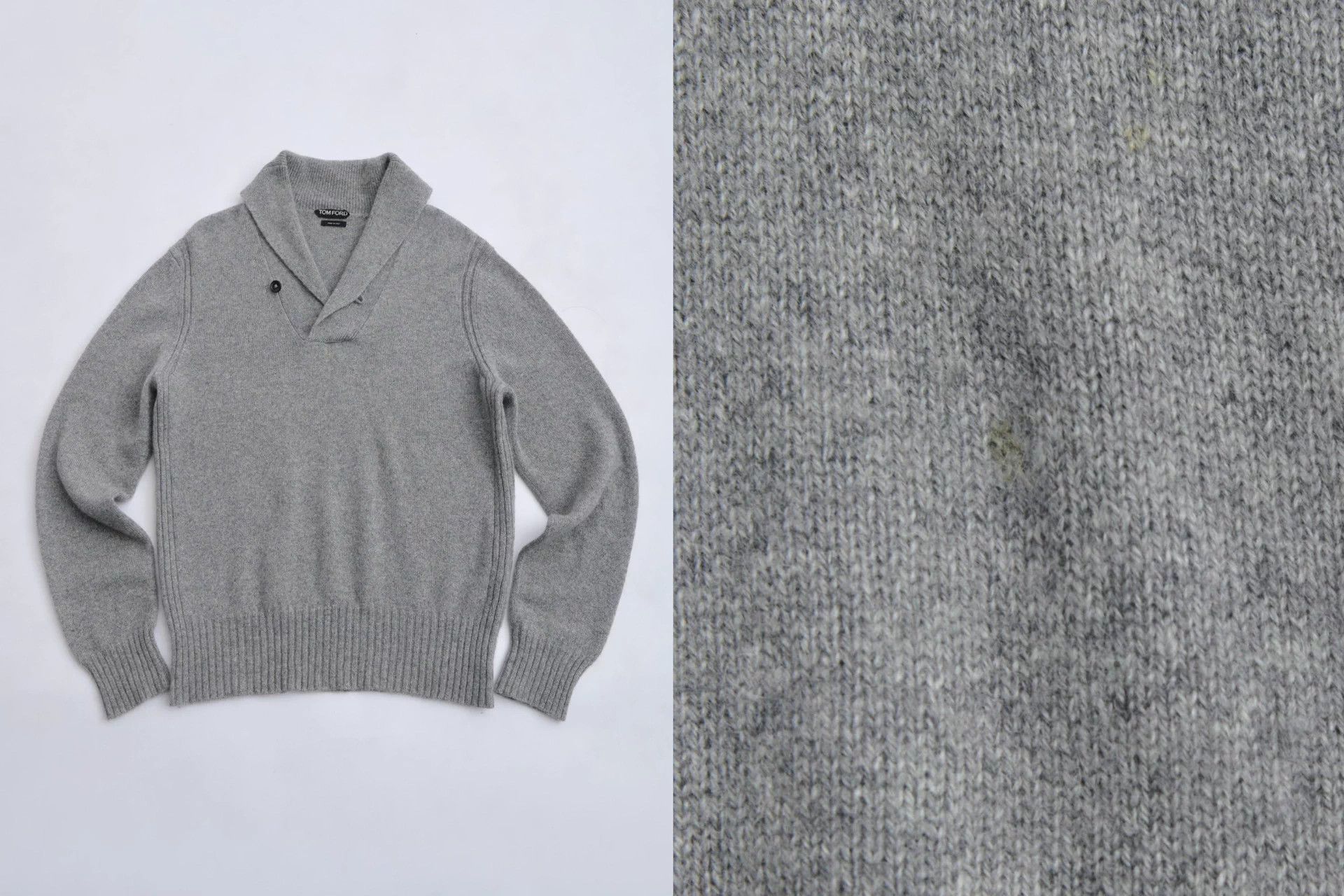 Tom Ford TOM FORD gray shawl collar cashmere knit single btn Size US L / EU 52-54 / 3 - 8 Thumbnail