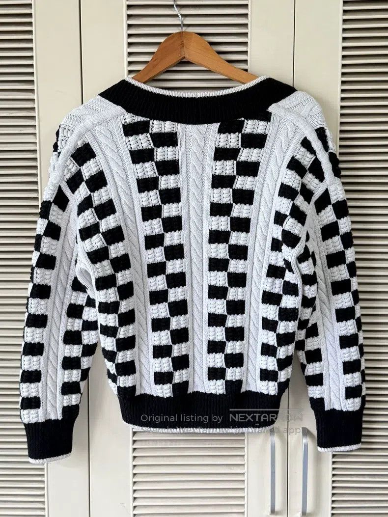 Chanel Chanel Black and white checkerboard knitted sweater Size XXS / US 00 / IT 34 - 2 Thumbnail