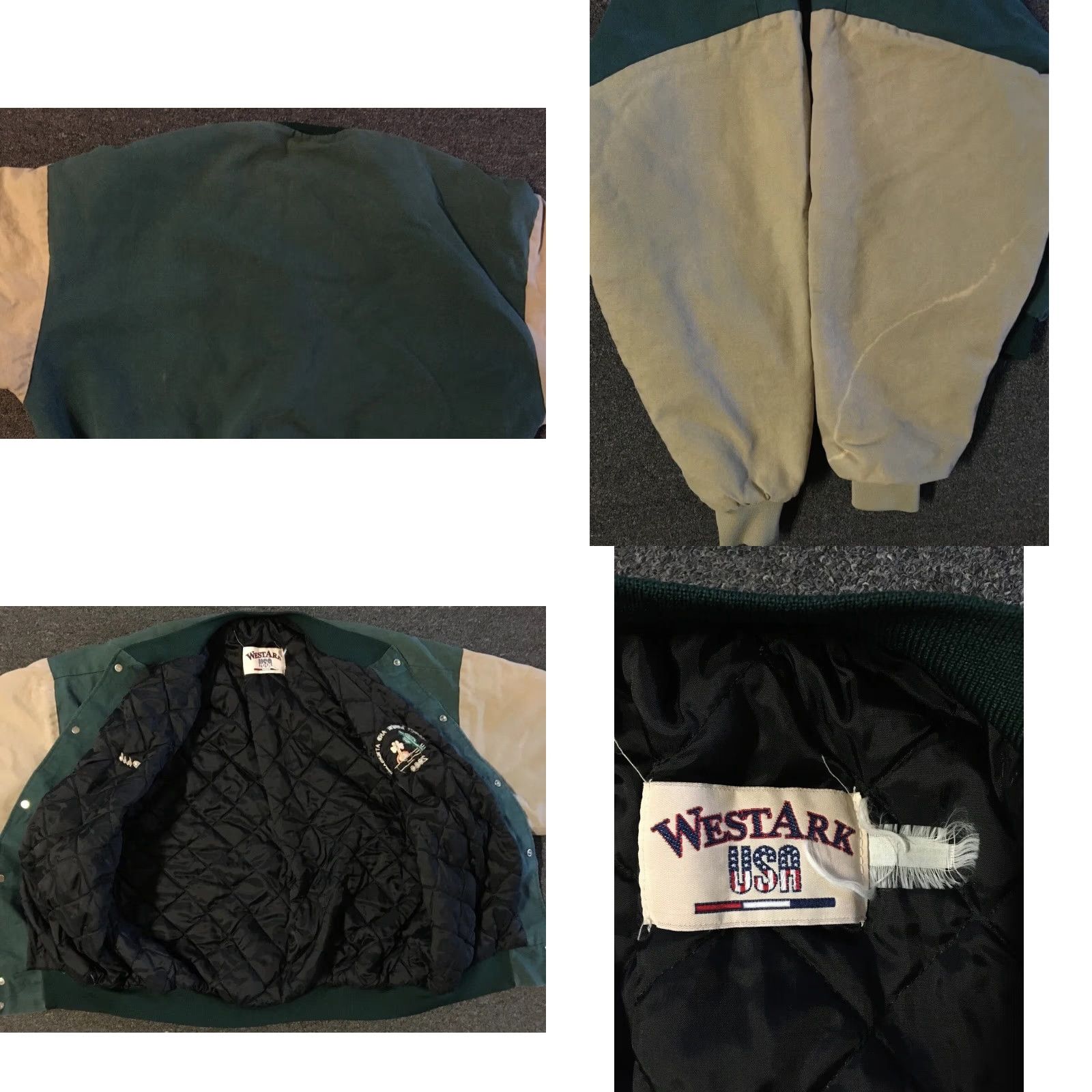 Vintage VINTAGE Motorcycle Construction Safety Faded Bomber Jacket L USA Green Trucker Punk 90s Mens Size US L / EU 52-54 / 3 - 8 Thumbnail