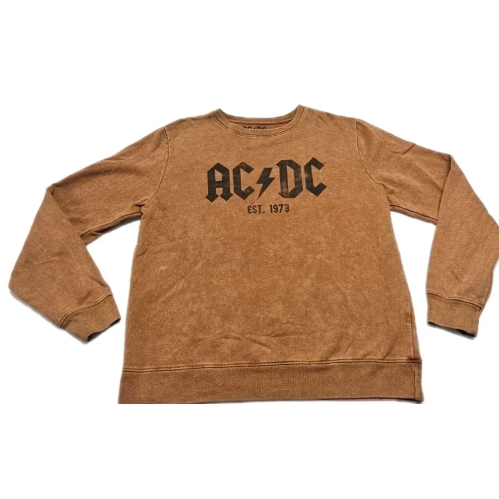Logo 7 AC/DC Sweatshirt Mens M Brown Crewneck Fleece Graphic Band Logo Rock Pullover Size US M / EU 48-50 / 2 - 2 Thumbnail