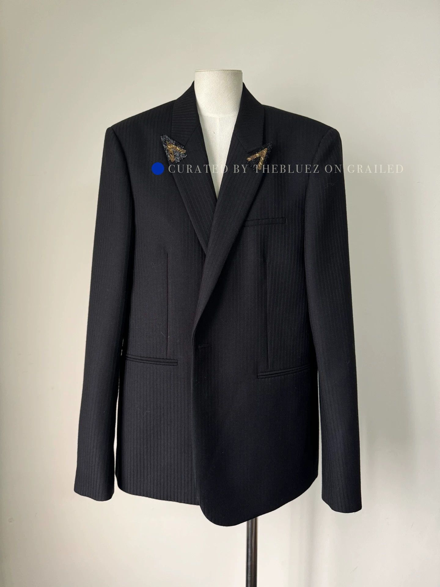 Saint Laurent Paris Elegant Black Wool-Silk Beaded Suit Jacket Size US M / EU 48-50 / 2 - 1 Thumbnail