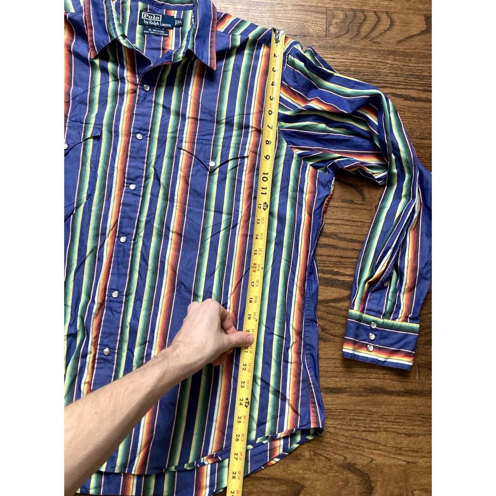 Polo Ralph Lauren Polo Ralph Lauren Western Shirt XL Multicolor Striped Pearl Snap Long Sleeve Button-Up Mens Size US XL / EU 56 / 4 - 7 Thumbnail