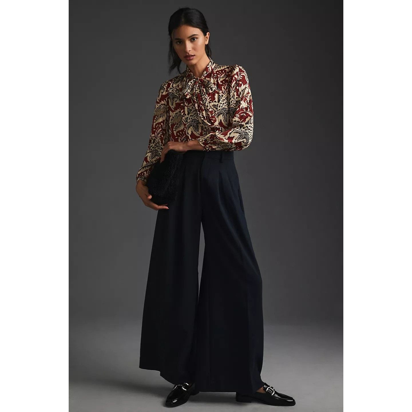 Anthropologie New By Anthropologie Tie-Neck Blouse $128 X-SMALL Brown Size XS / US 0-2 / IT 36-38 - 3 Thumbnail