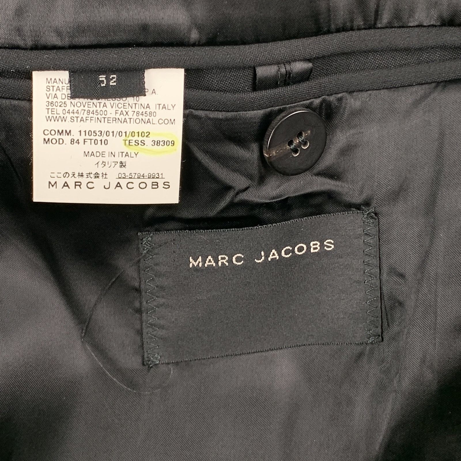 Marc Jacobs 40 Black Wool Peak Lapel Sport Coat Tuxedo Jacket Size 40R - 6 Thumbnail