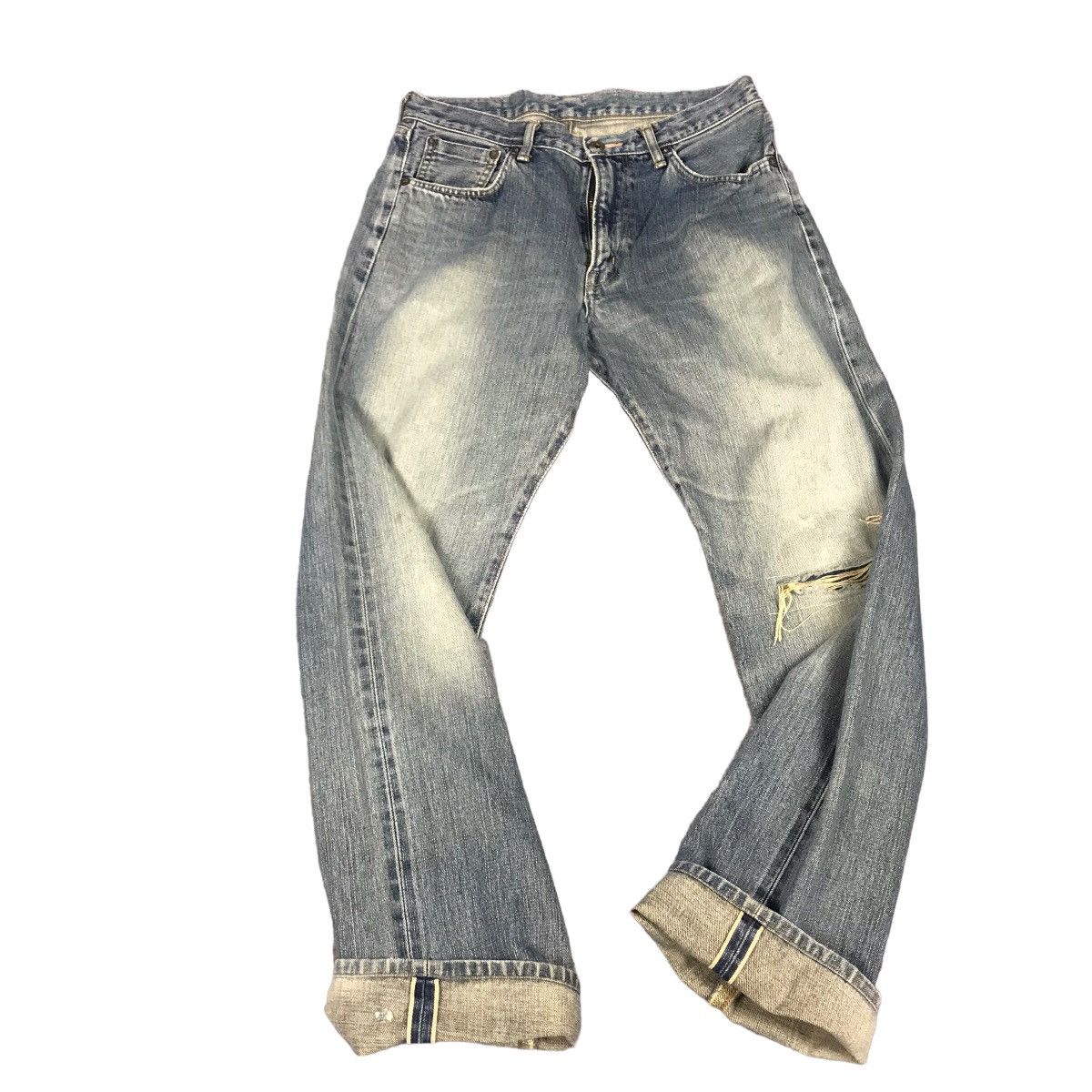 Japanese Brand BAGGY EDWIN SELVAGE DISTRESSED DENIM PANTS Size US 30 / EU 46 - 1 Thumbnail