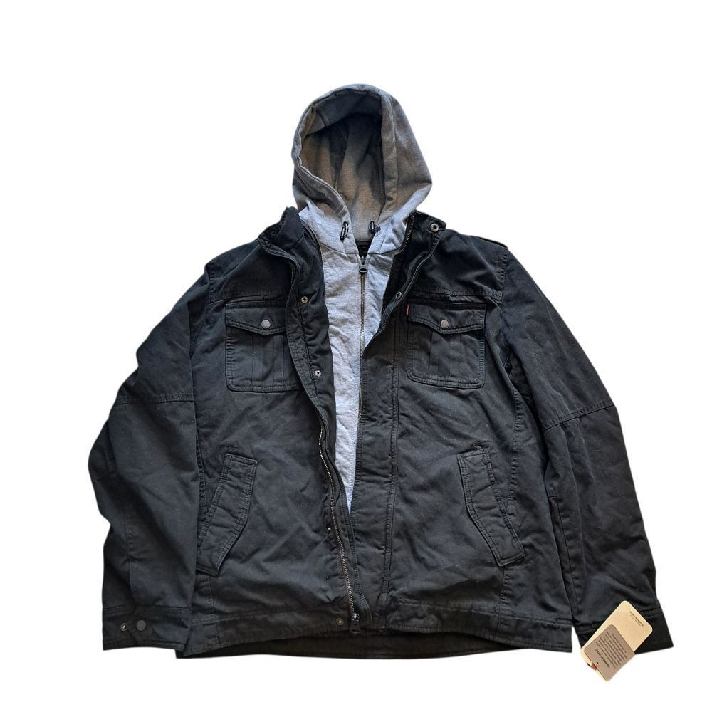 Levi's Levi's Men's Sherpa Lined Two Pocket Hooded Trucker Jacket Black Large NWT Size US L / EU 52-54 / 3 - 15 Thumbnail