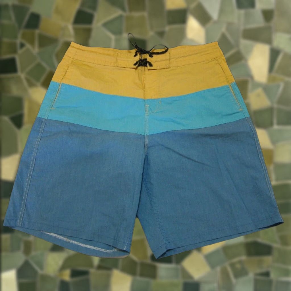 Burnside Burnside Yellow Blue Stripe Stretch Swim Surf Beach Board Shorts Men Size 32 Size US 32 / EU 48 - 1 Thumbnail