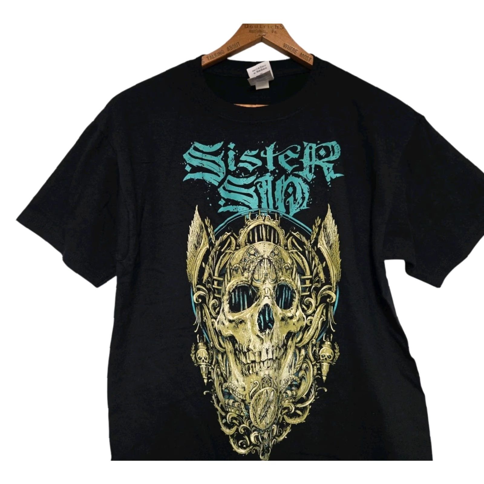Gildan Sister Sin Now And Forever 2012 Graphic T-shirt Men's Large Black Skull Gildan Band Music Graphic Print Crew Neck Short Sleeve All Seasons Size US L / EU 52-54 / 3 - 2 Thumbnail