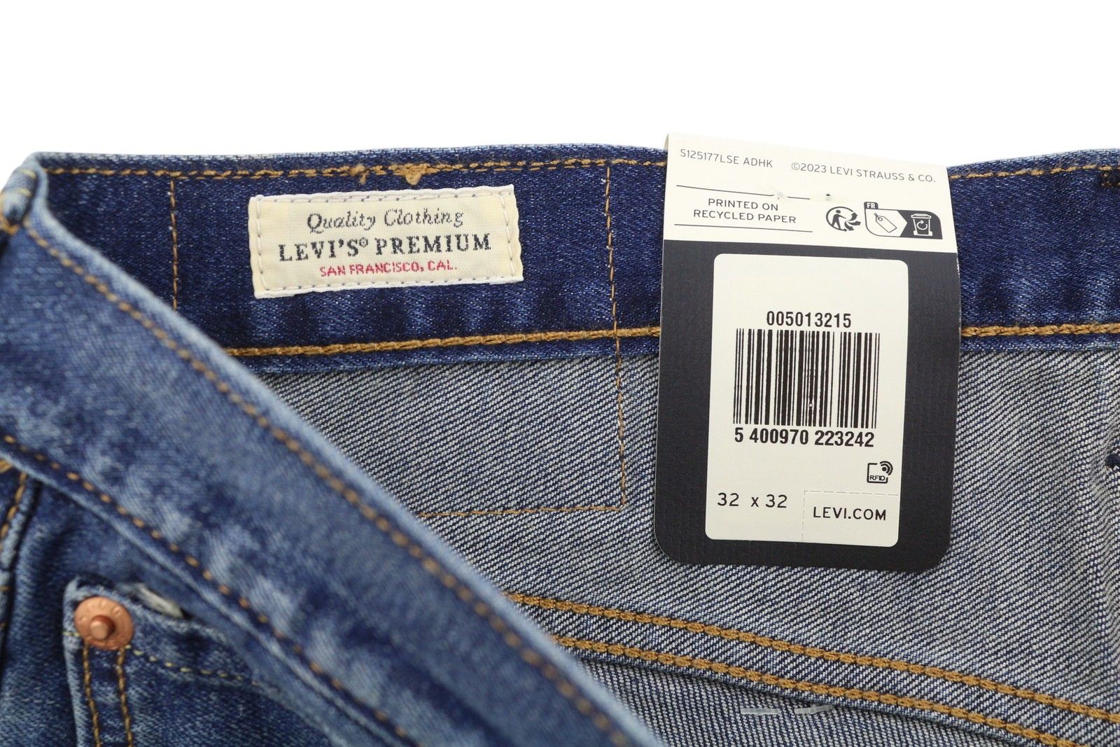 Levi's 501 W32/L32 Straight Stretch Big E Blue Jeans 87067 Size US 32 / EU 48 - 10 Thumbnail