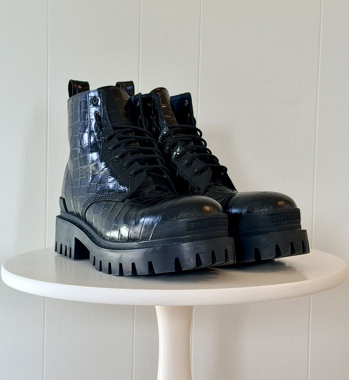 Balenciaga BALENCIAGA Strike Boot — Black Crocco Print - Men’s EU 46 Size US 13 / EU 46 - 2 Thumbnail
