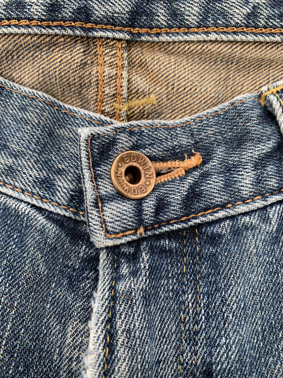 Edwin VINTAGE EDWIN 505 SELVEDGE RUSTY DISTRESSED JAPANESE DENIM Size US 31 - 15 Thumbnail